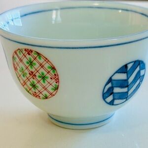 Elegant Anthropology Blue and Red Patterned Bowl